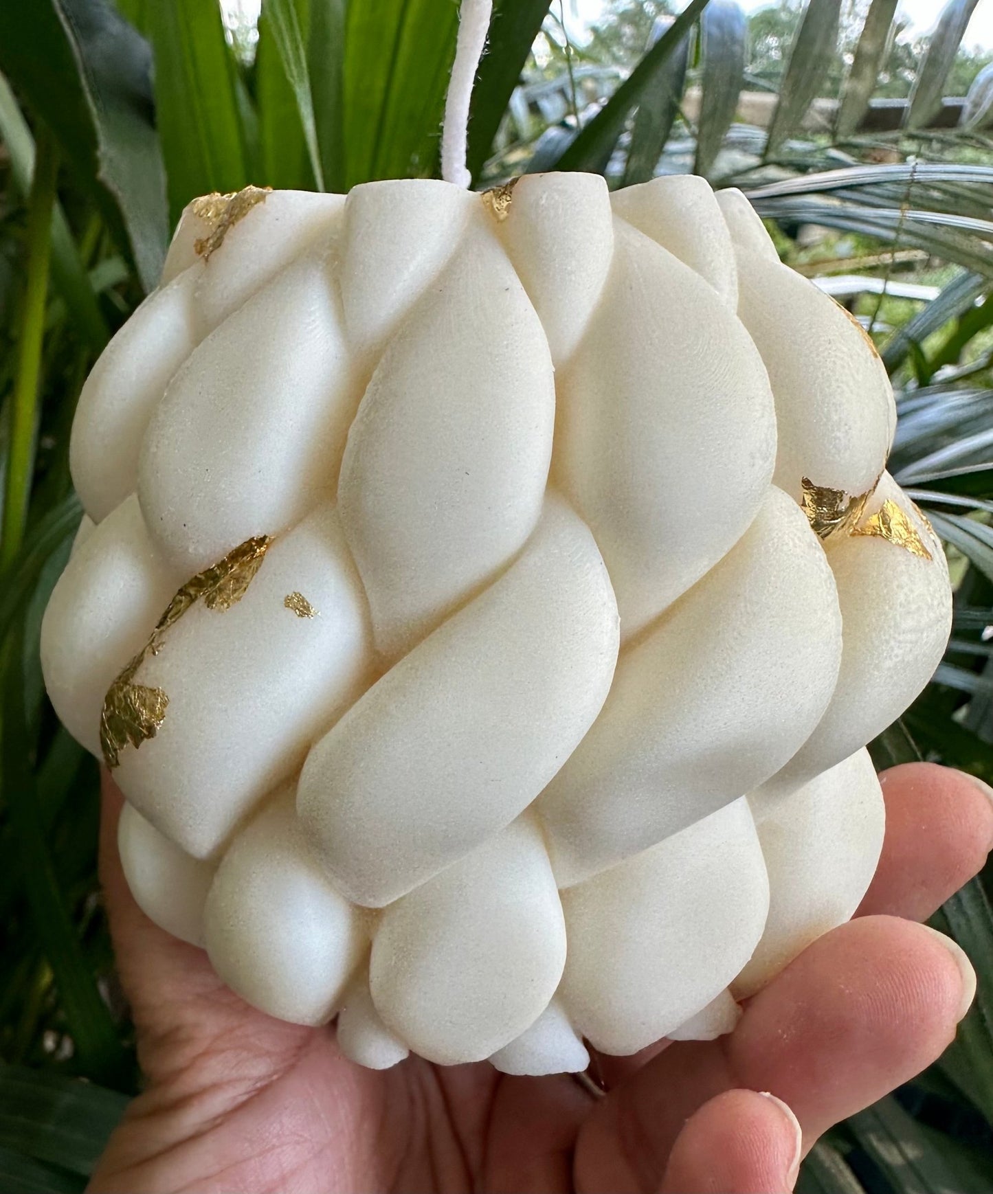 Braided Soy Candle: Handmade with gold foil details - Mandy and Co