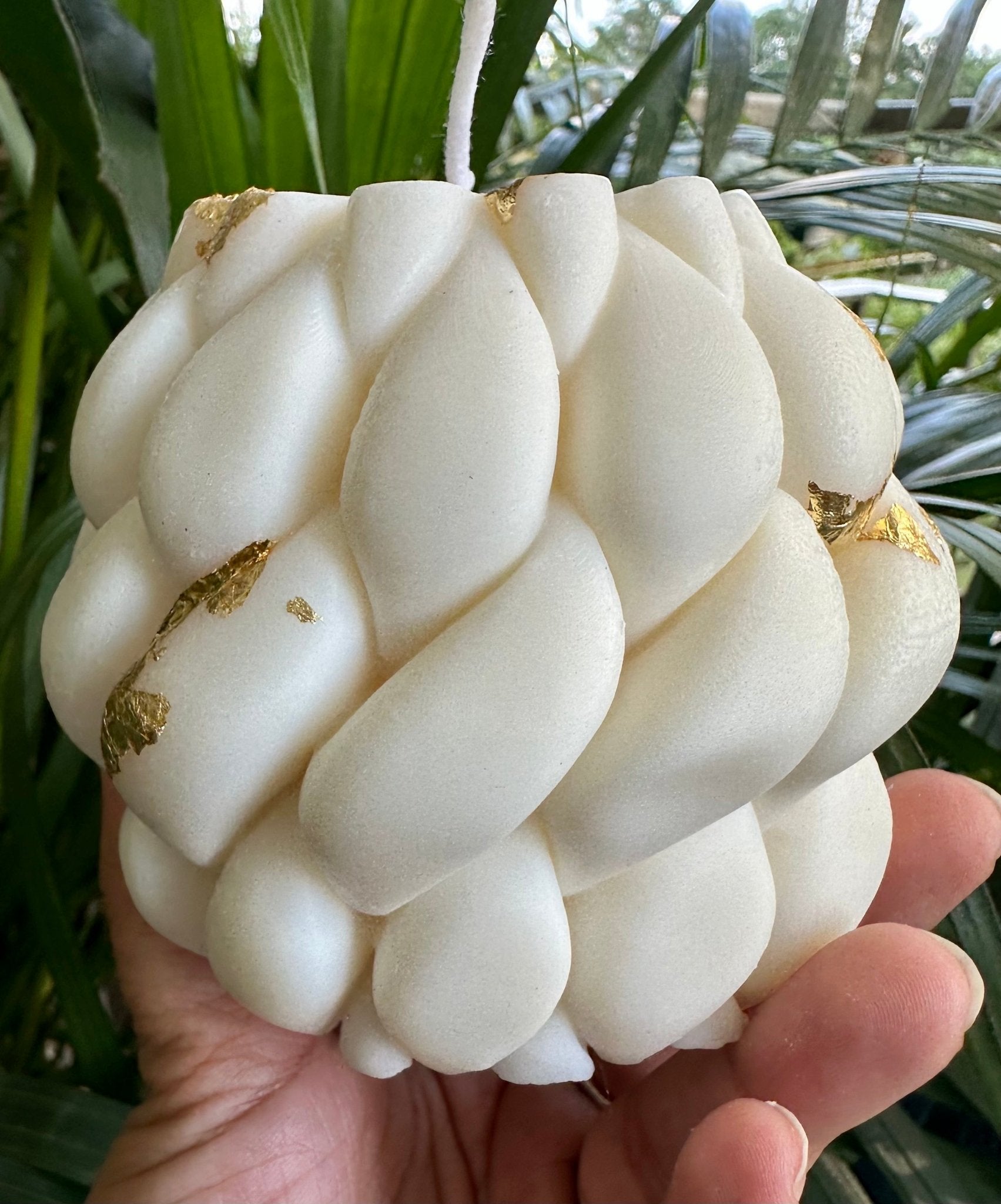 Braided Soy Candle: Handmade with gold foil details - Mandy and Co