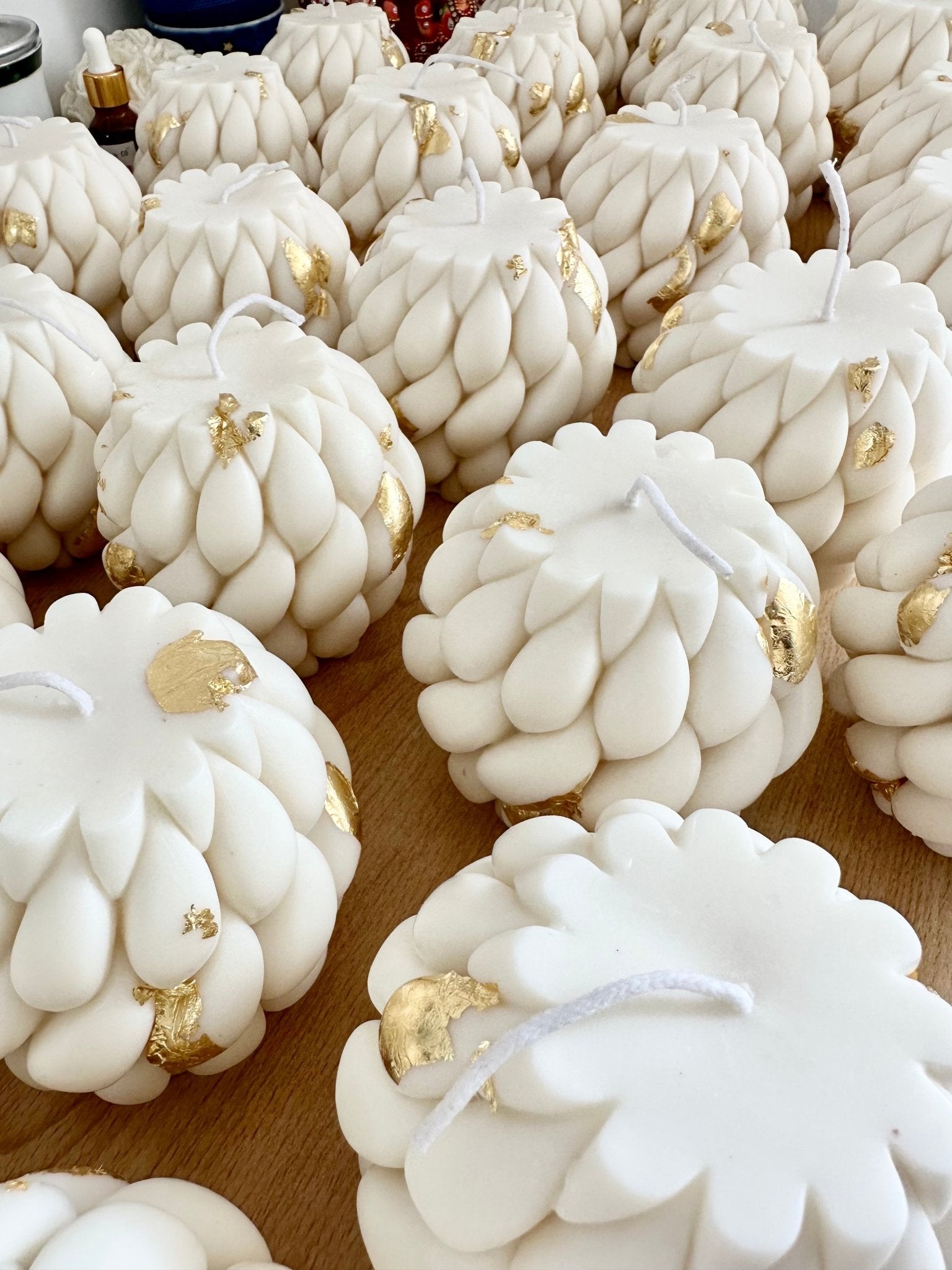 Braided Soy Candle: Handmade with gold foil details - Mandy and Co