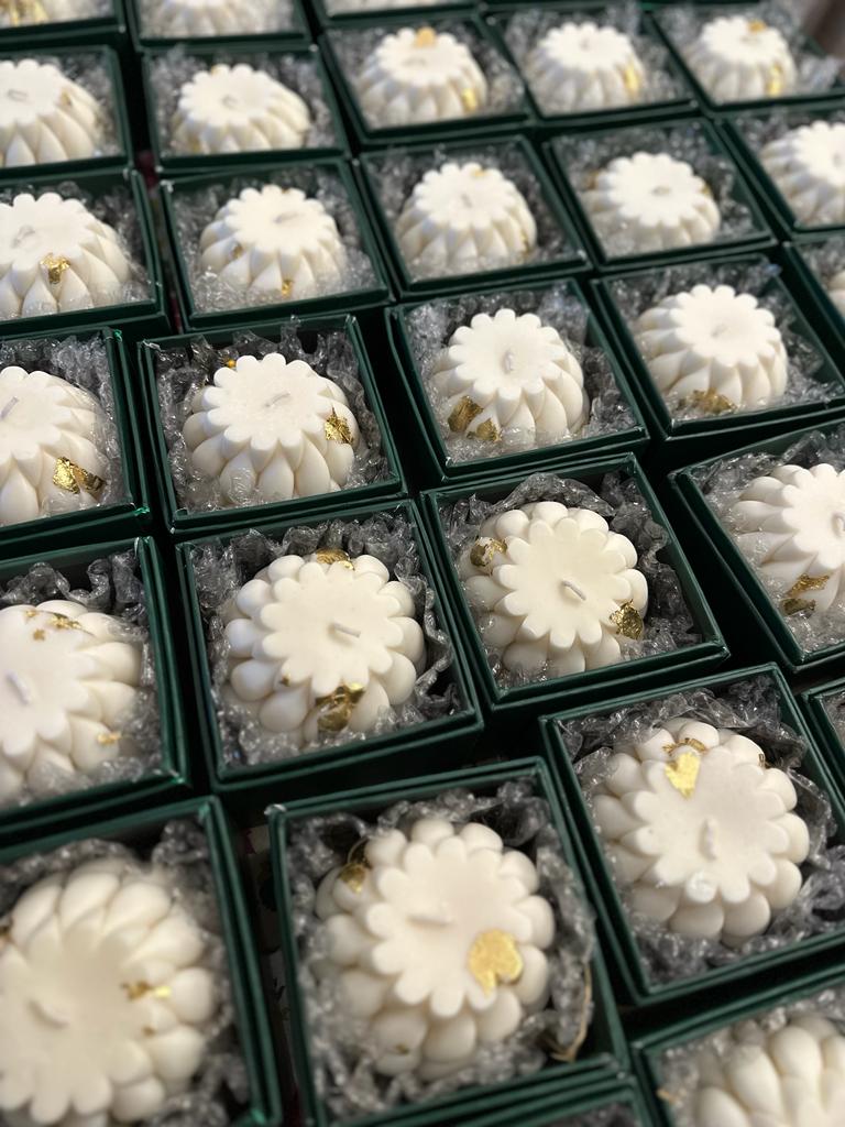 Braided Soy Candle: Handmade with gold foil details - Mandy and Co