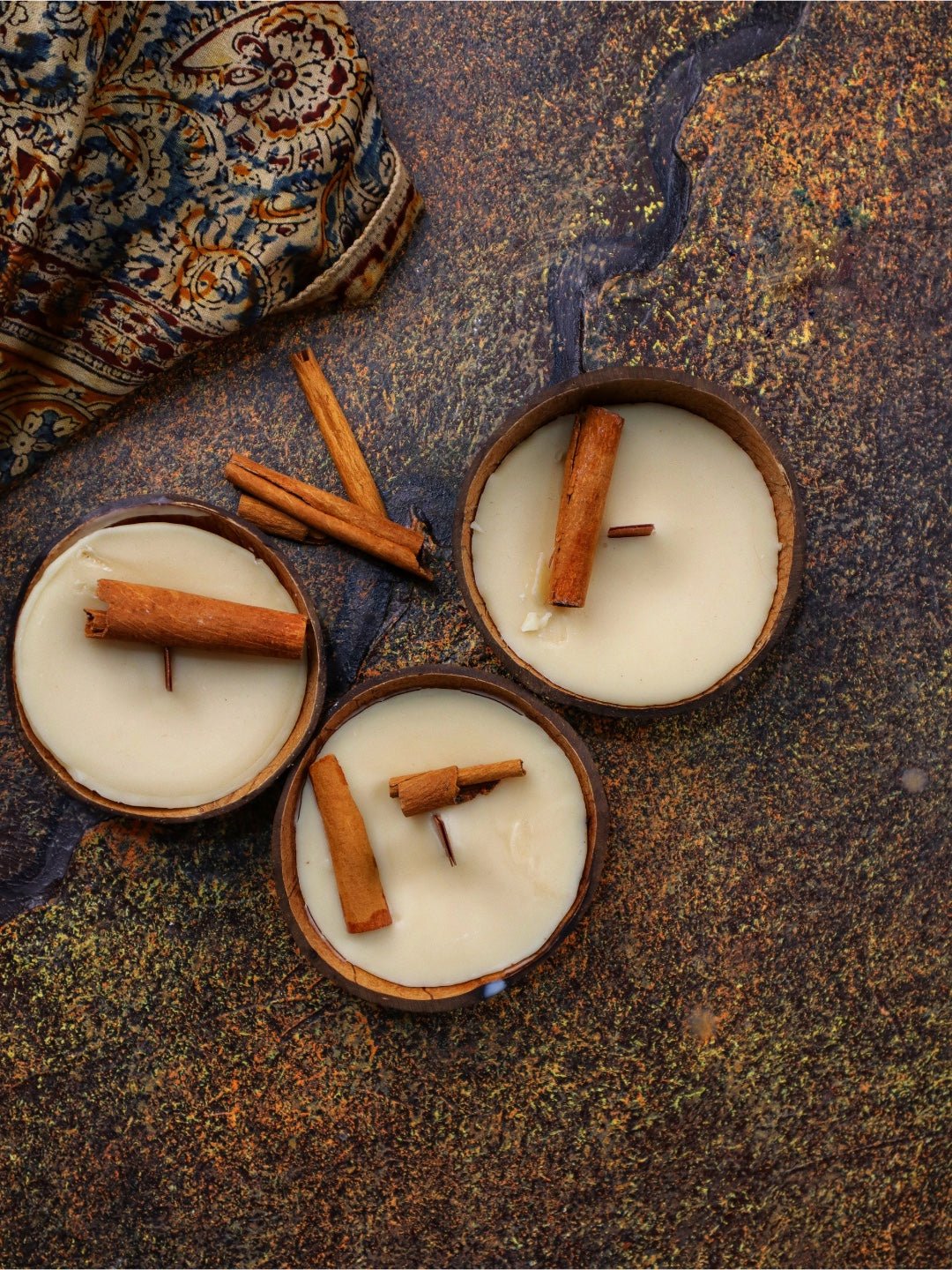 Coconut Shell Soy Candle – Set of 3 | Cinnamon - Mandy and Co