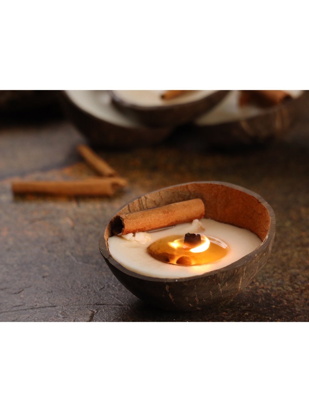 Coconut Shell Soy Candle – Set of 3 | Cinnamon - Mandy and Co