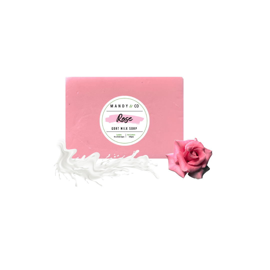 Pack of 4 soaps: Cinnamon charcoal goat milk soap & Rose goat milk soap - Mandy and Co