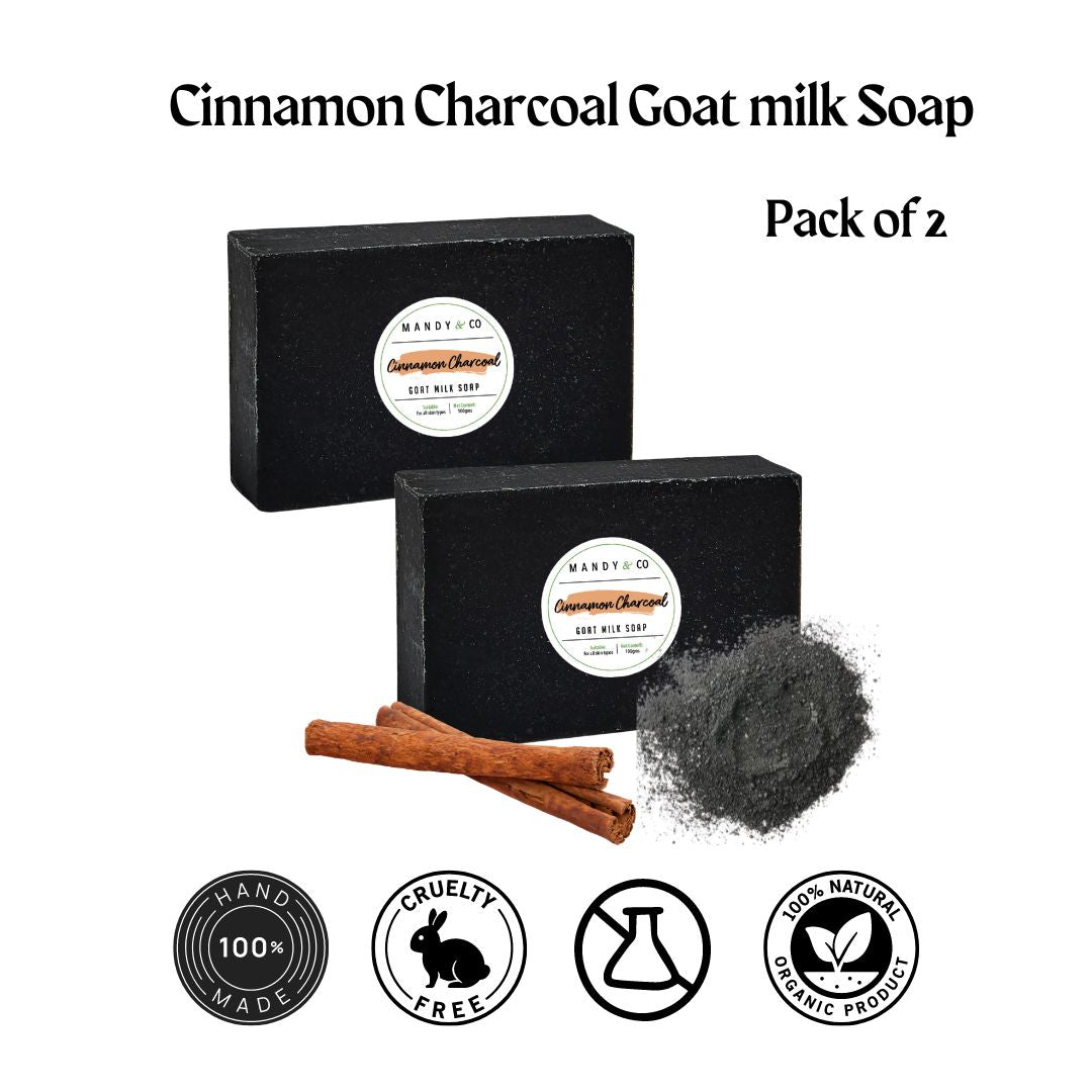 Cinnamon Charcoal Goat Milk Soap (Pack of 2) - Mandy and Co