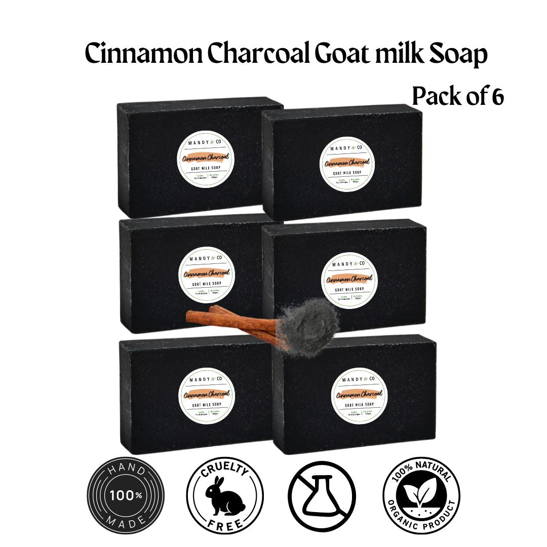 Cinnamon Charcoal Goat Milk Soap (Pack of 6) - Mandy and Co