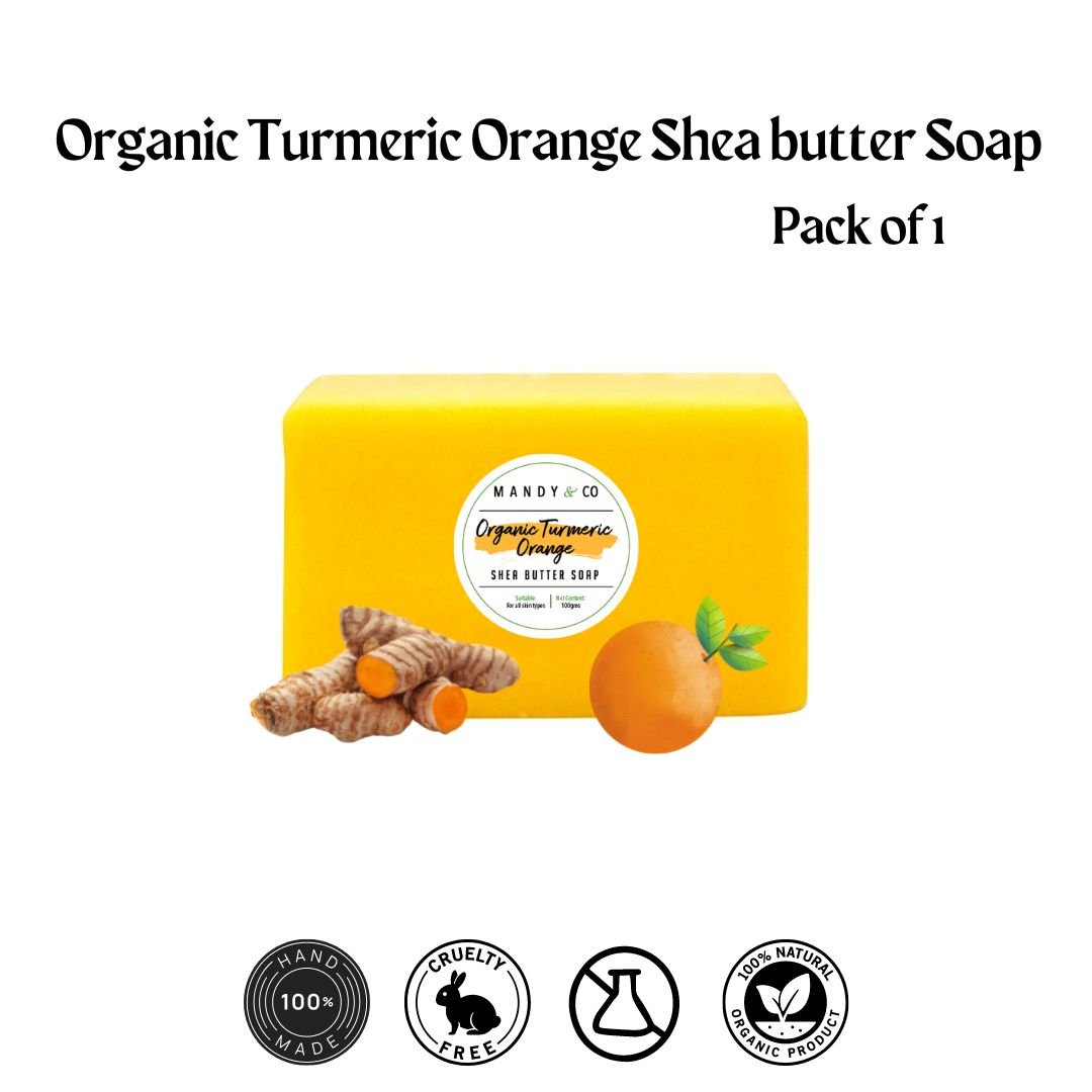 Organic Turmeric Orange Shea Butter Soap (Pack of 1) - Mandy and Co
