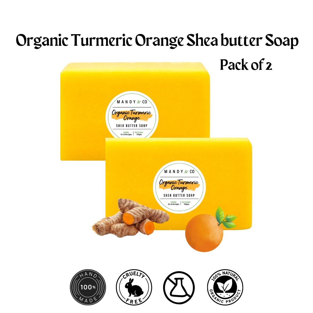 Organic Turmeric Orange Shea Butter Soap (Pack of 2) - Mandy and Co