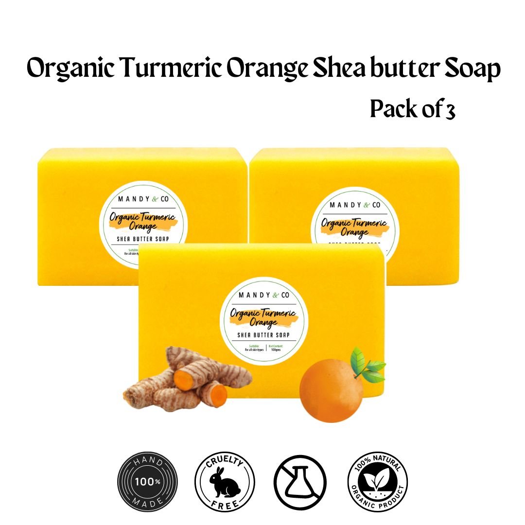 Organic Turmeric Orange Shea Butter Soap (Pack of 3) - Mandy and Co