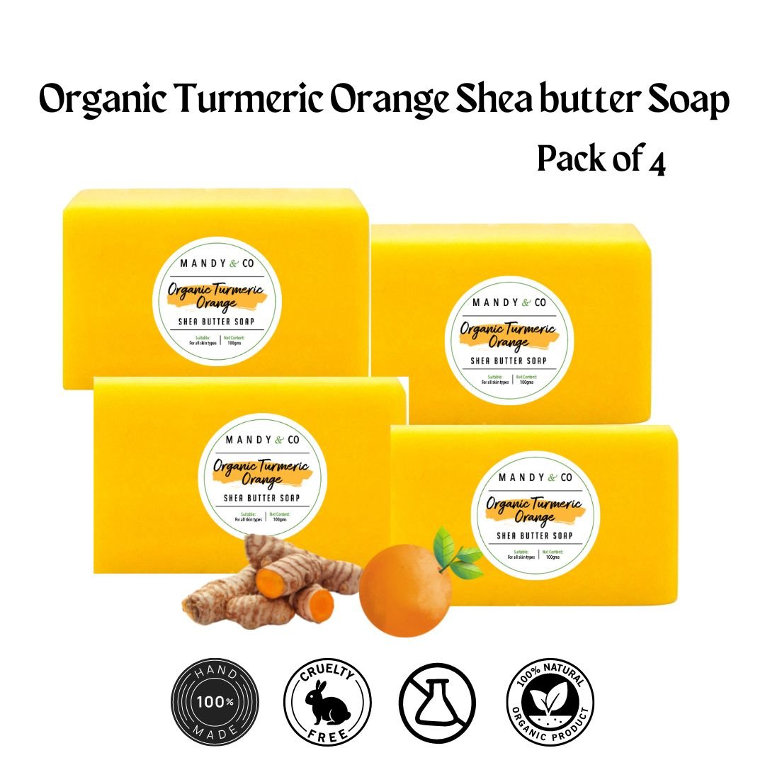 Organic Turmeric Orange Shea Butter Soap (Pack of 4) - Mandy and Co