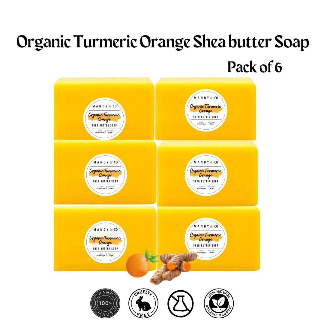 Organic Turmeric Orange Shea Butter Soap (Pack of 6) - Mandy and Co