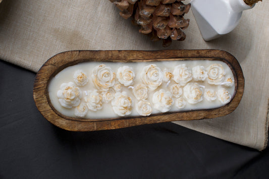 10" Mango Wood Soy Candle | Mogra Fragrance | Hand poured - Mandy and Co