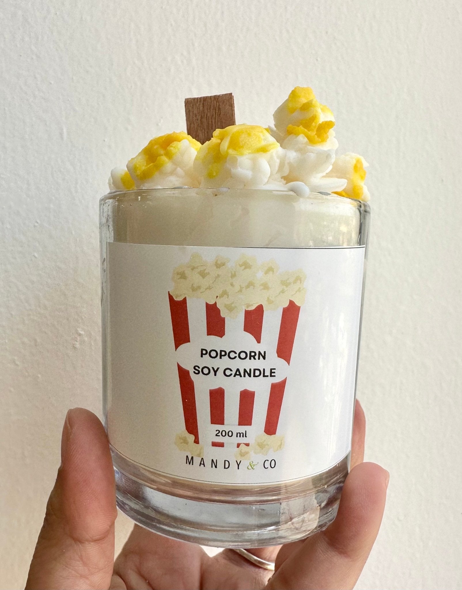 Butter Popcorn Soy Candle – Realistic Movie Night Decor Gift - Mandy and Co
