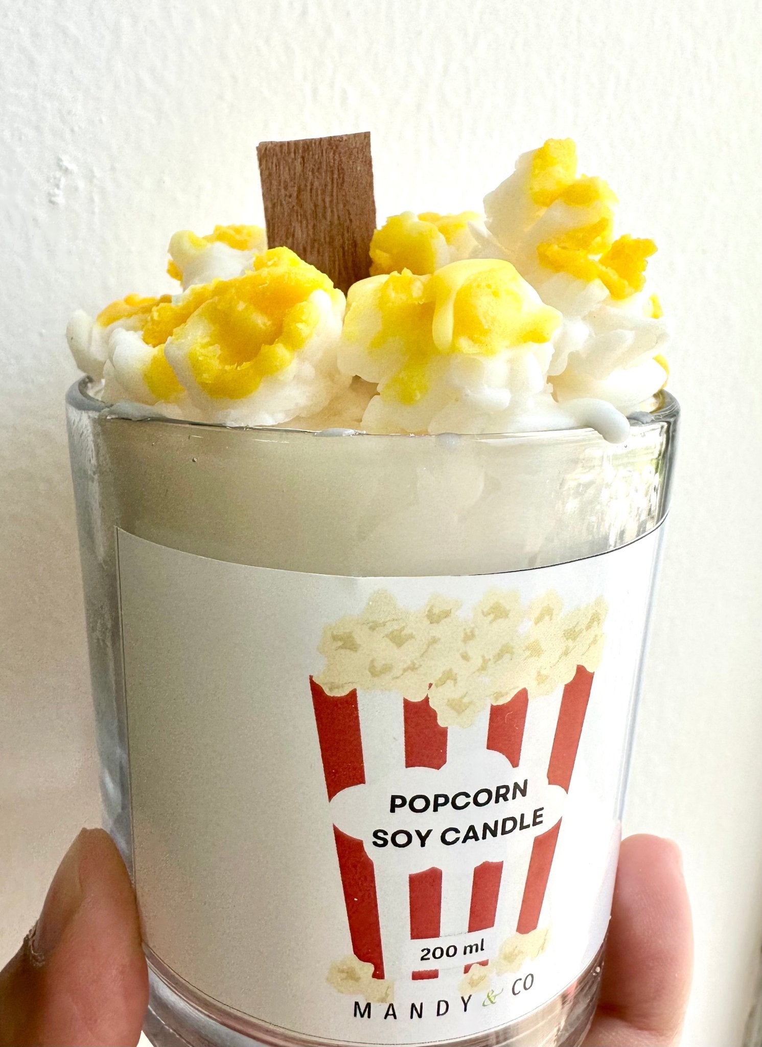 Butter Popcorn Soy Candle – Realistic Movie Night Decor Gift - Mandy and Co
