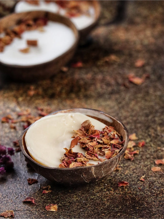 Coconut Shell Soy Candle – Set of 3 | Rose Scent - Mandy and Co