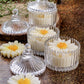 Daisy Glass Jar Soy Candle – Pack of 3 | Oud Scent - Mandy and Co
