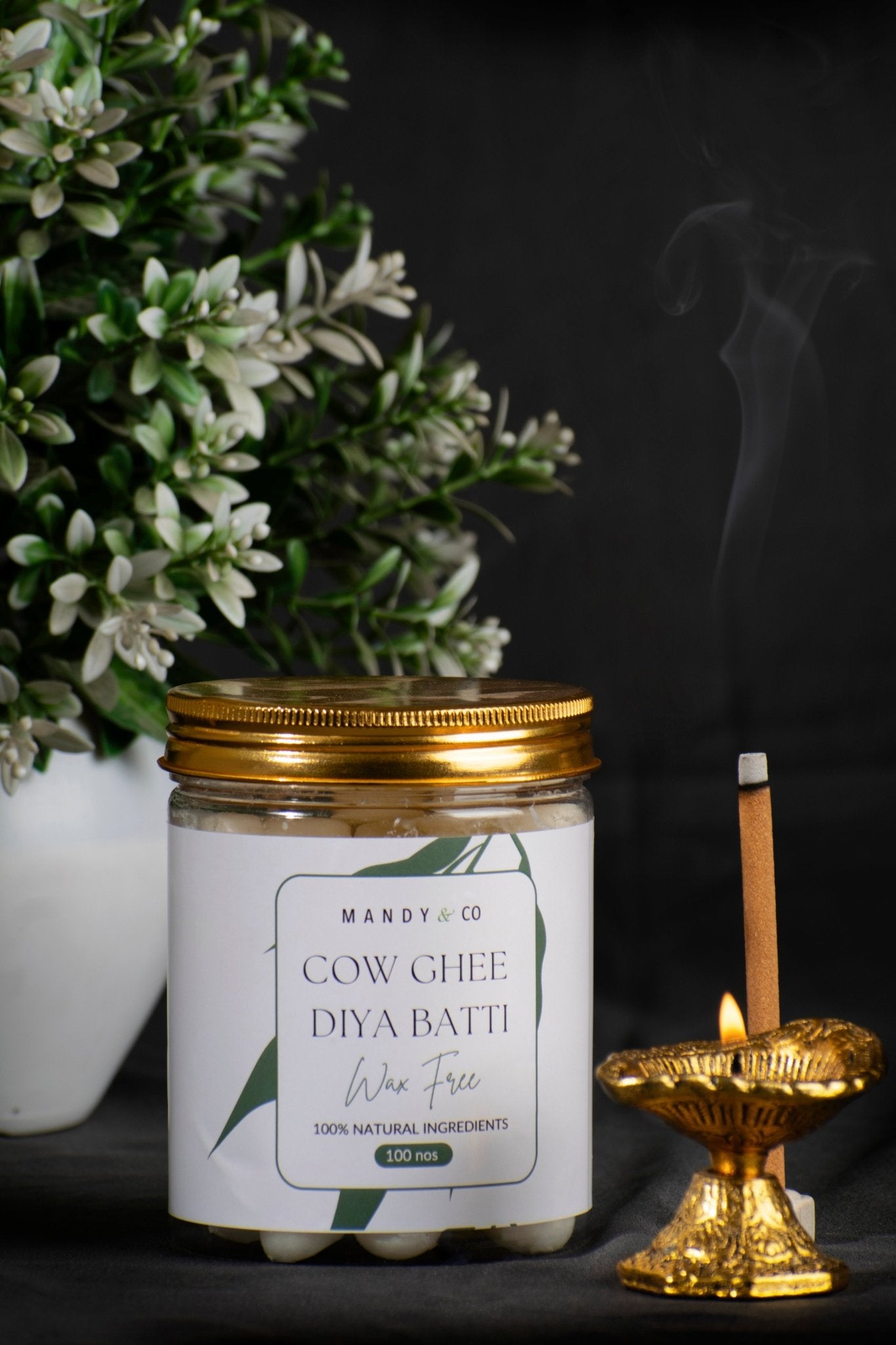 Ghee Diya Batti - Pack of 100 (Camphor) - Mandy and Co