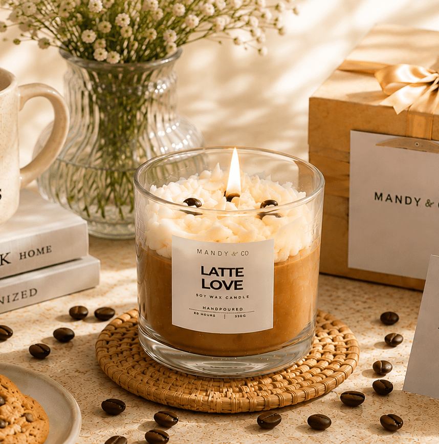 Latte Love Soy Candle – Coffee Scent - Mandy and Co