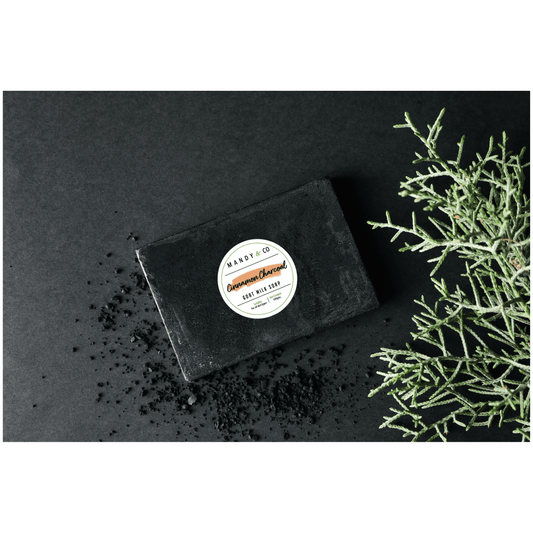 Pack of 4 soaps: Cinnamon charcoal goat milk soap & Tea tree goat milk soap - Mandy and Co