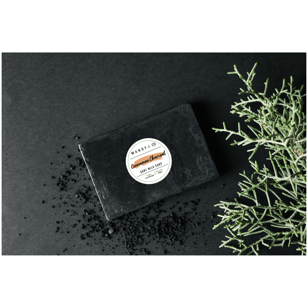 Pack of 4 soaps: Cinnamon charcoal goat milk soap & Tea tree goat milk soap - Mandy and Co
