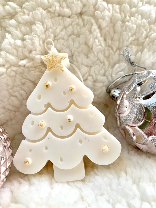 Christmas Tree Soy Candle - white - Mandy and Co