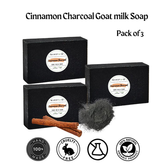 Cinnamon Charcoal Goat Milk Soap (Pack of 3) - Mandy and Co