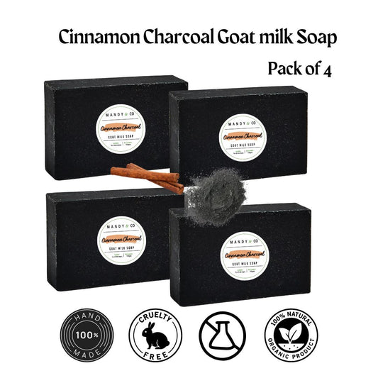 Cinnamon Charcoal Goat Milk Soap (Pack of 4) - Mandy and Co