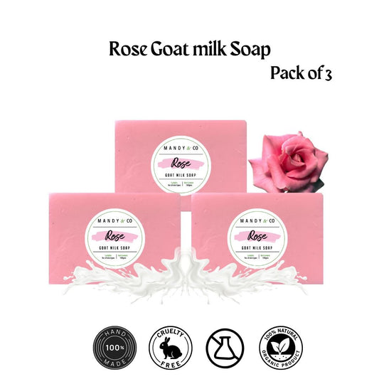 Rose Goat Milk Soap (Pack of 3) - Mandy and Co